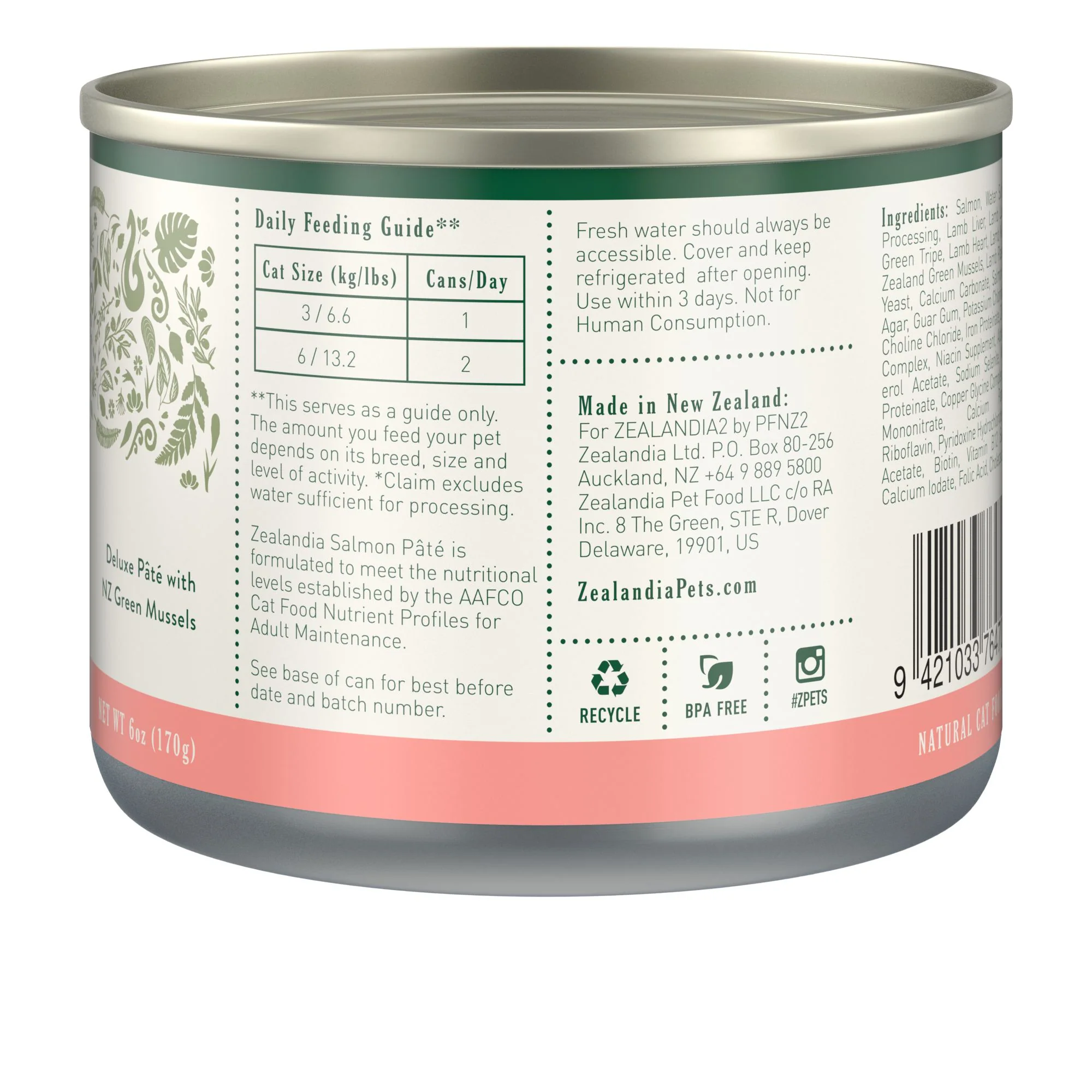 Zealandia Salmon Pate Adult Cat Wet Food 170g - Image 3