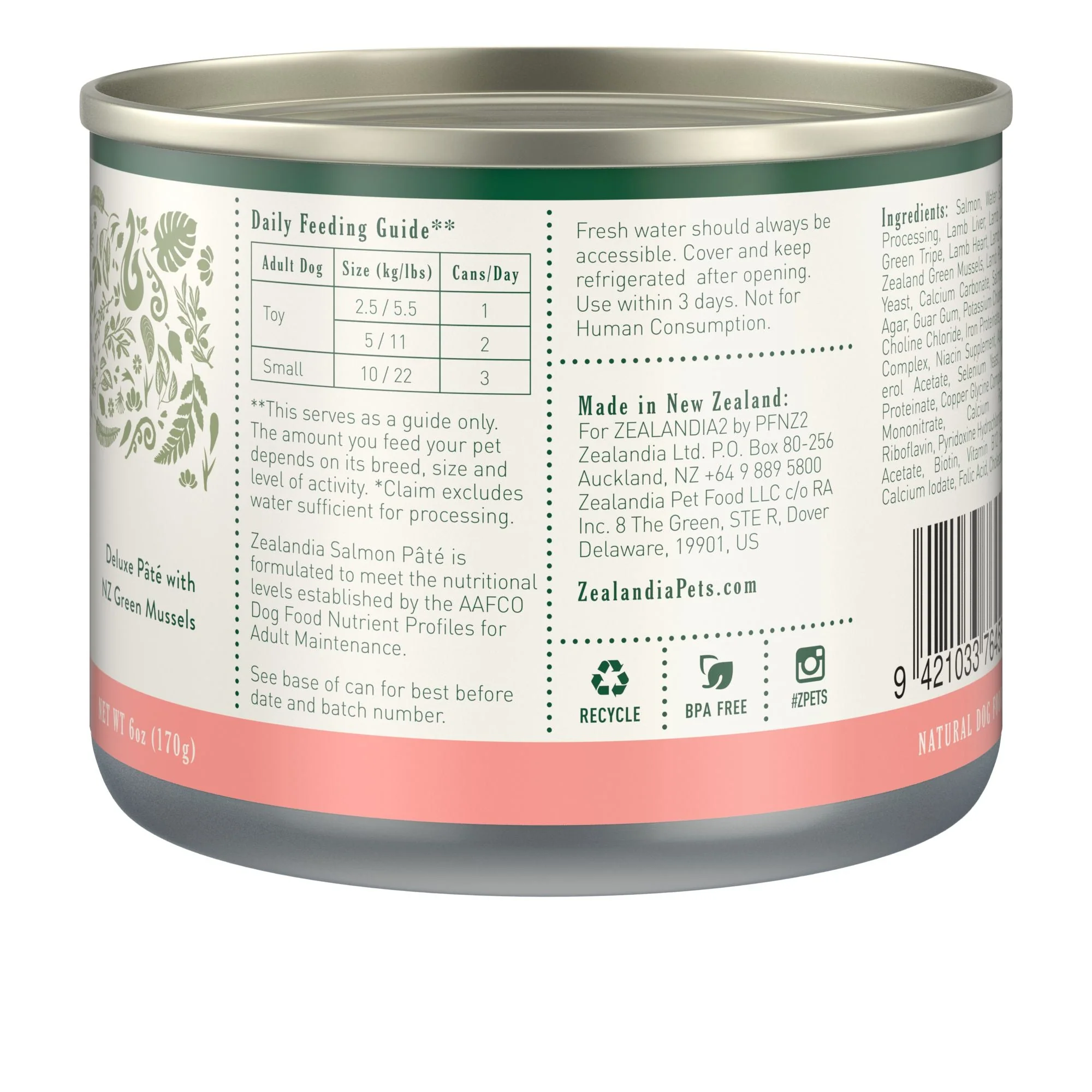 Zealandia Salmon Pate Adult Dog Wet Food 170g x24 - Image 4