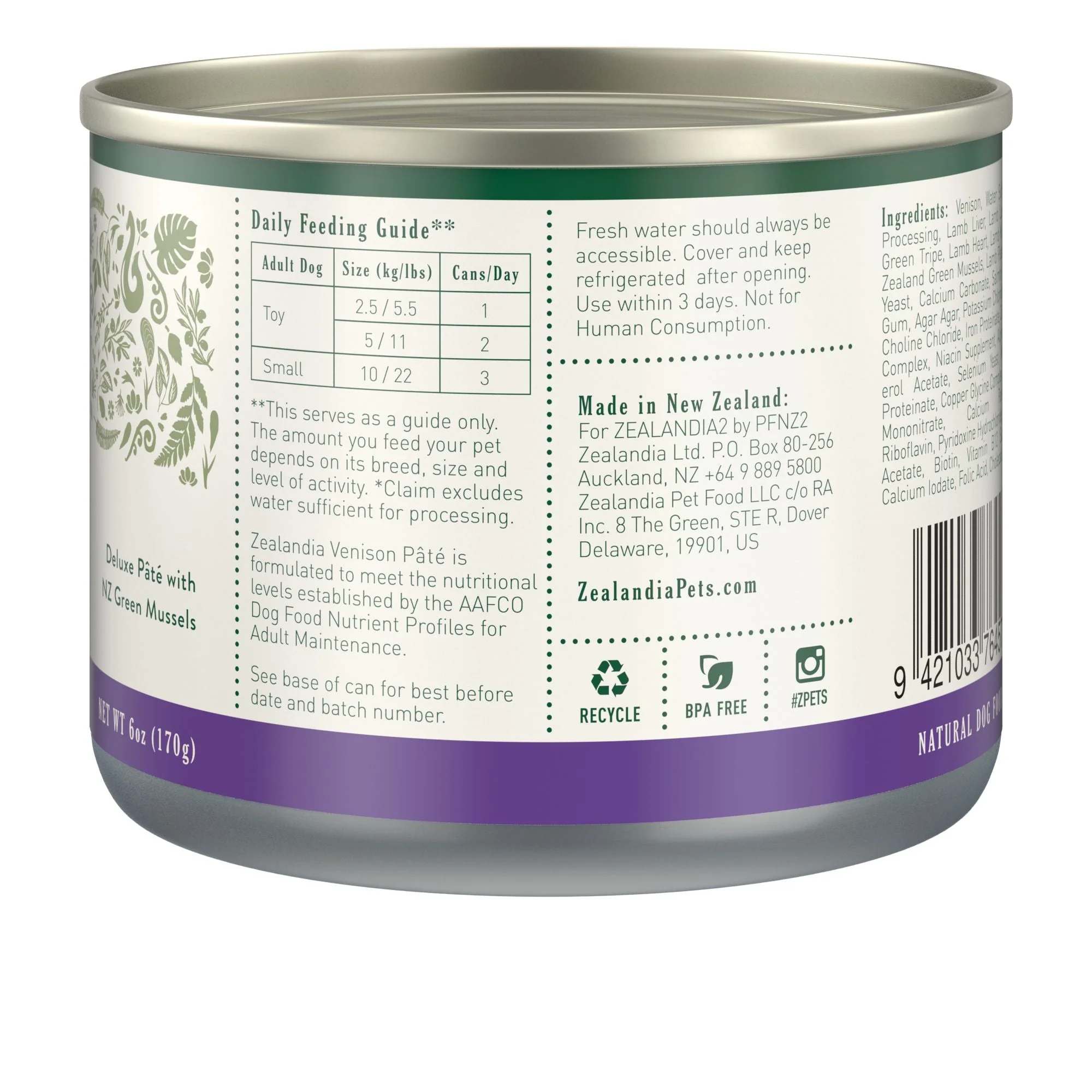 Zealandia Venison Pate Adult Dog Wet Food 170g x24 - Image 4
