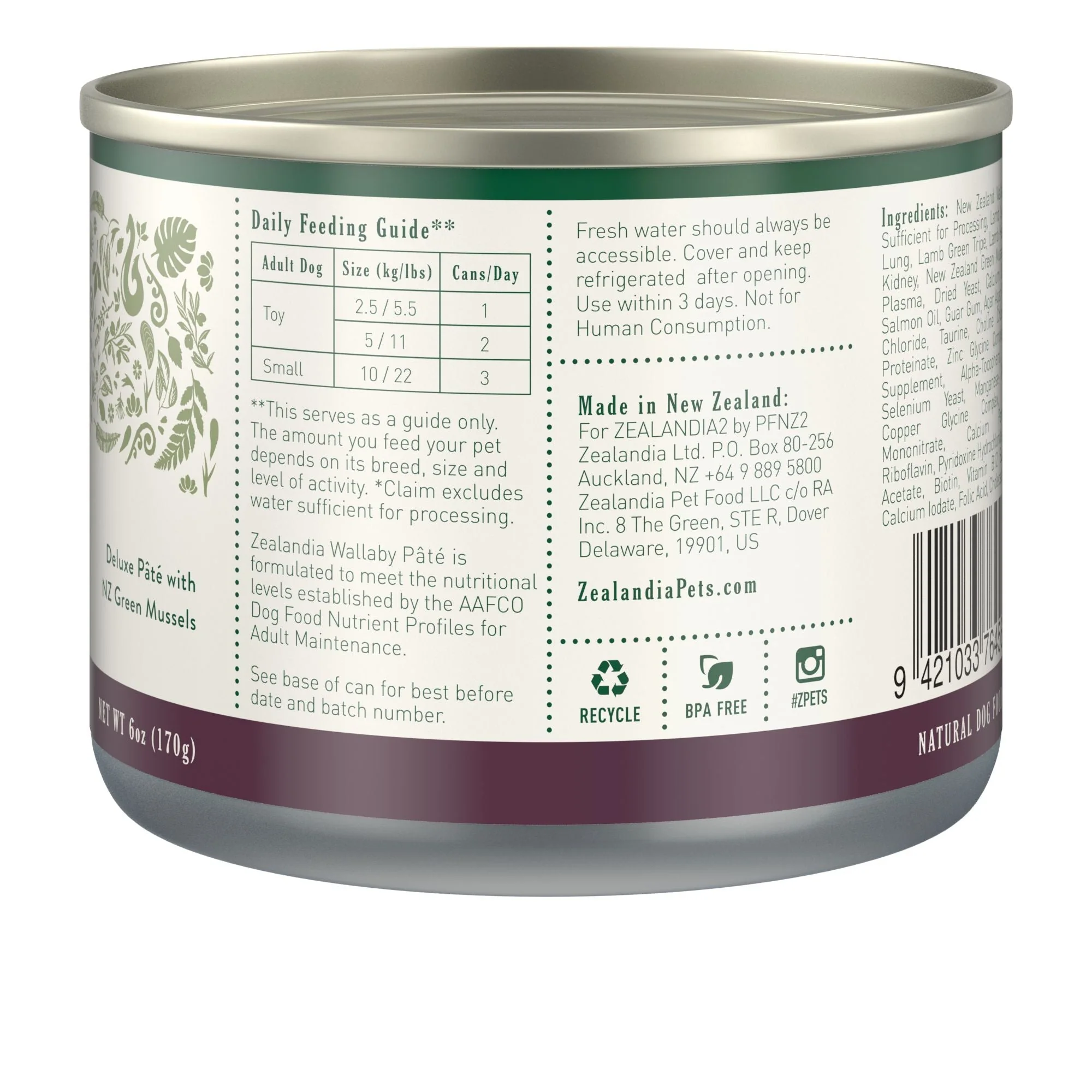 Zealandia Wallaby Pate Adult Dog Wet Food 170g x24 - Image 4