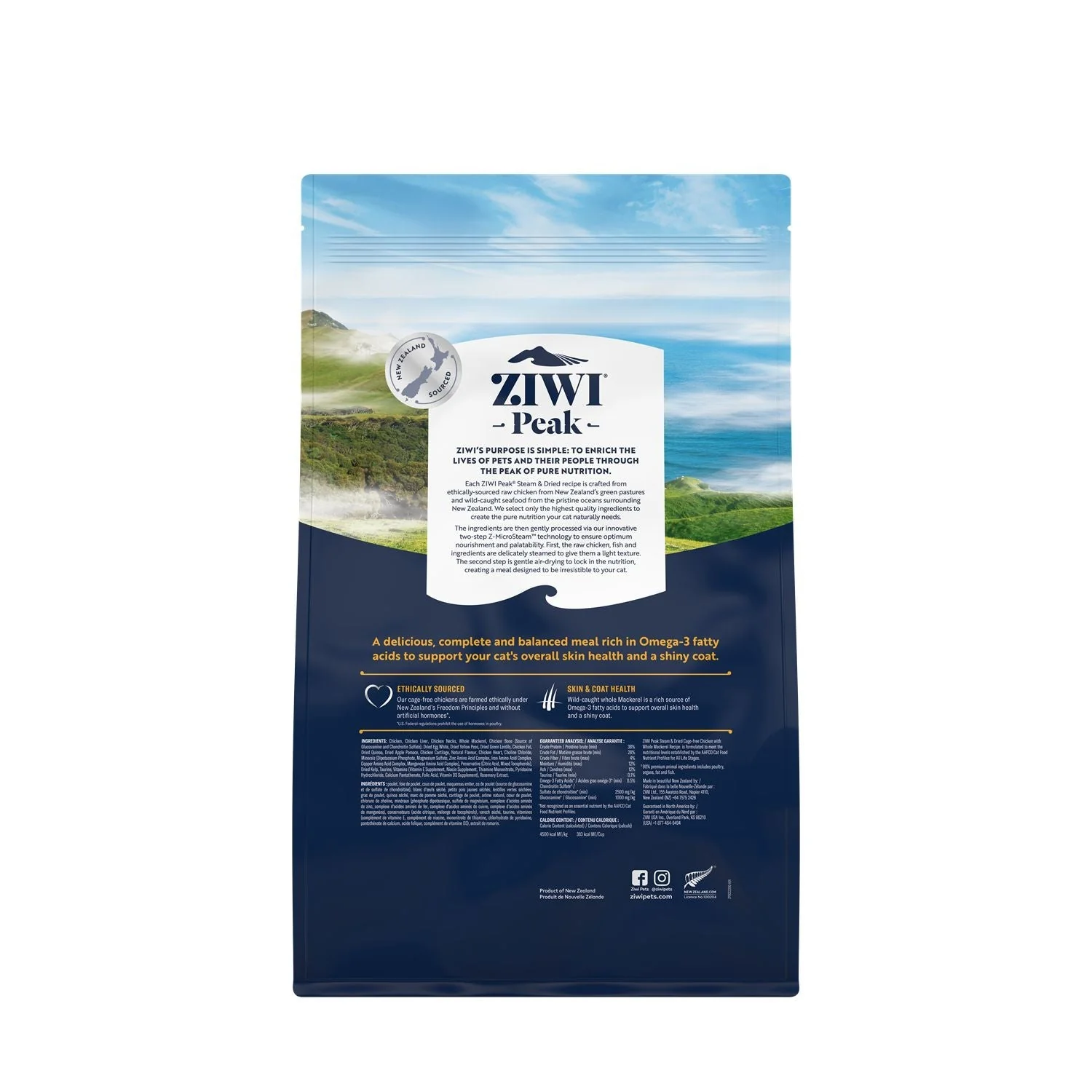 ZIWI Peak Steam and Dried Cage Free Chicken with Whole Mackerel Cat Food 2.2kg - Image 2