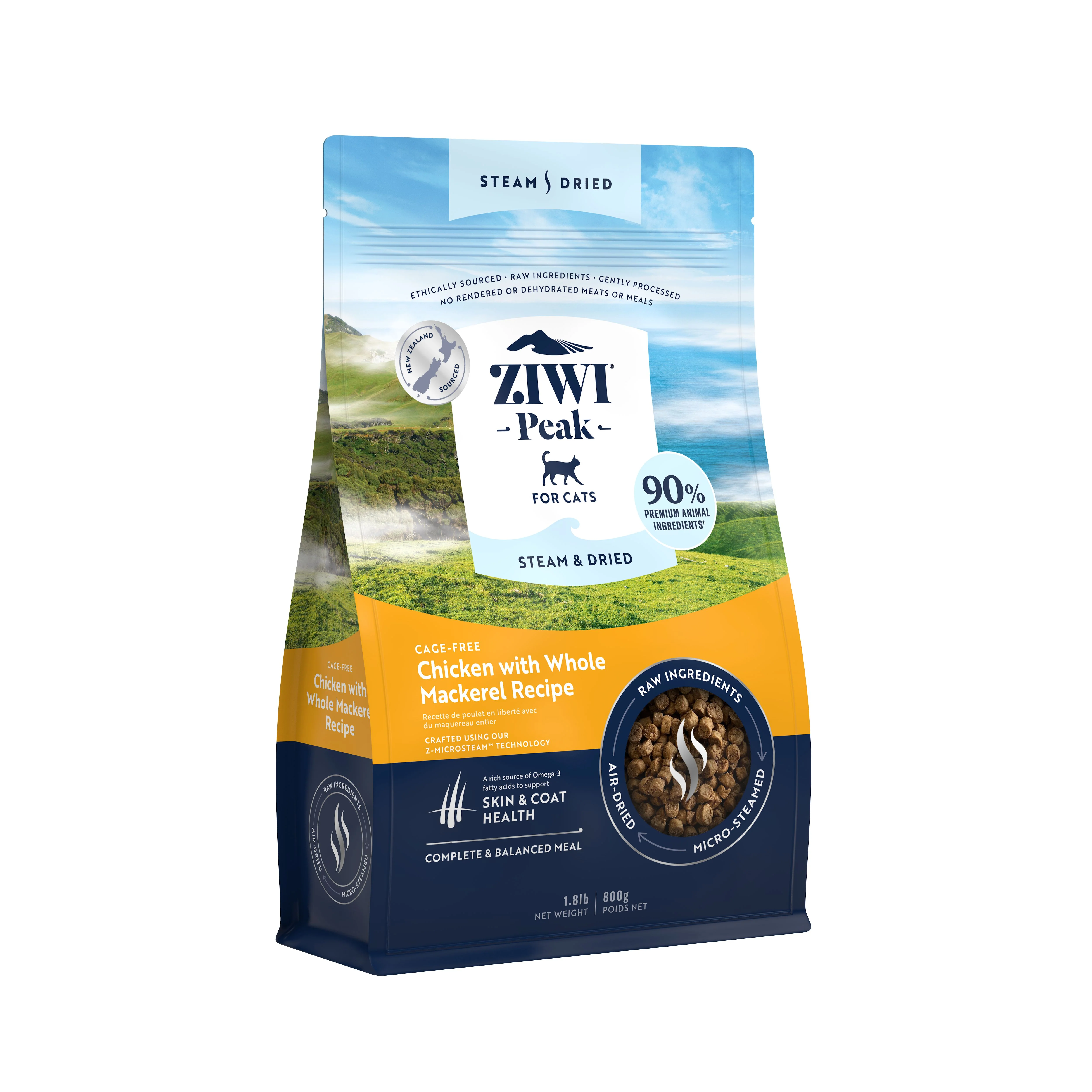 ZIWI Peak Steam and Dried Cage Free Chicken with Whole Mackerel Cat Food 800g - Image 6