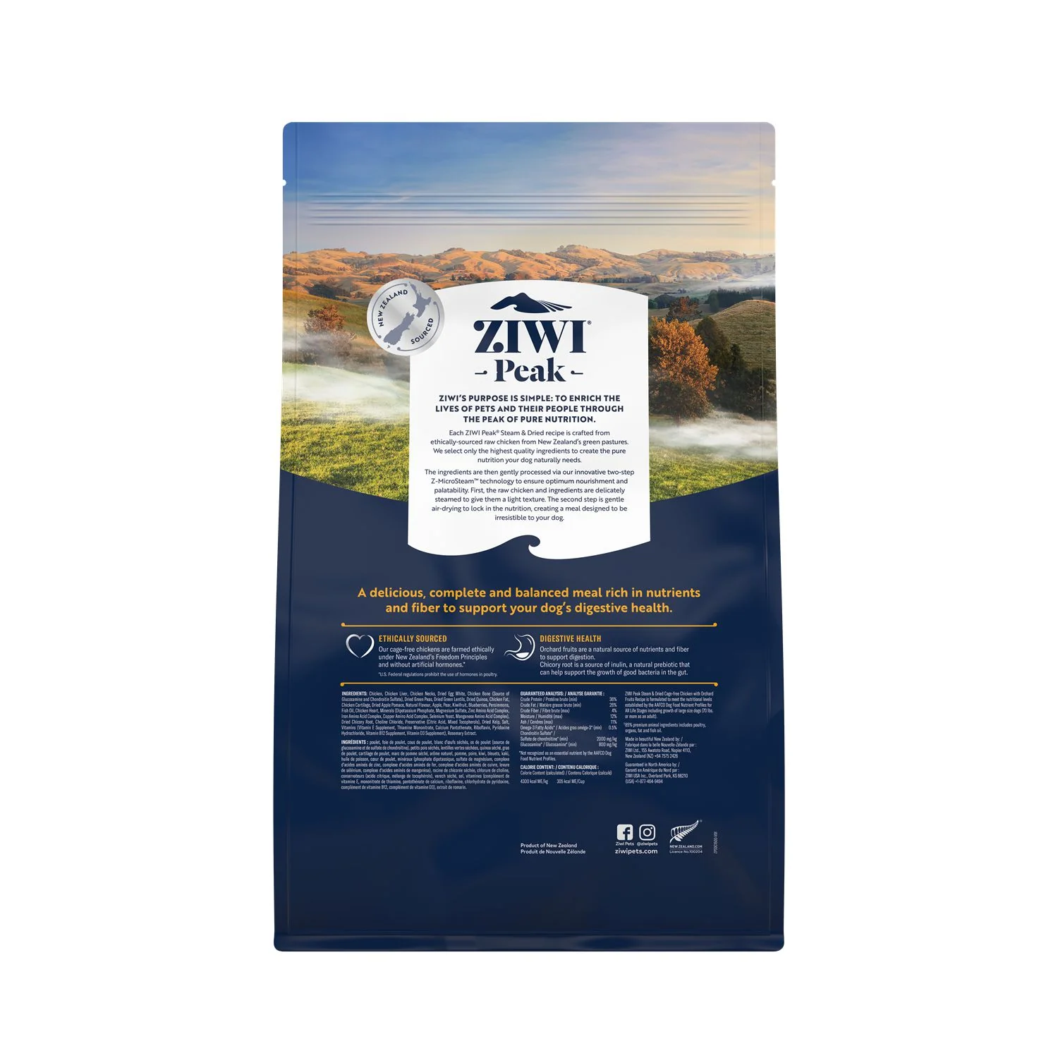 ZIWI Peak Steam and Dried Cage Free Chicken with Orchard Fruits Dog Food 1.5kg - Image 2