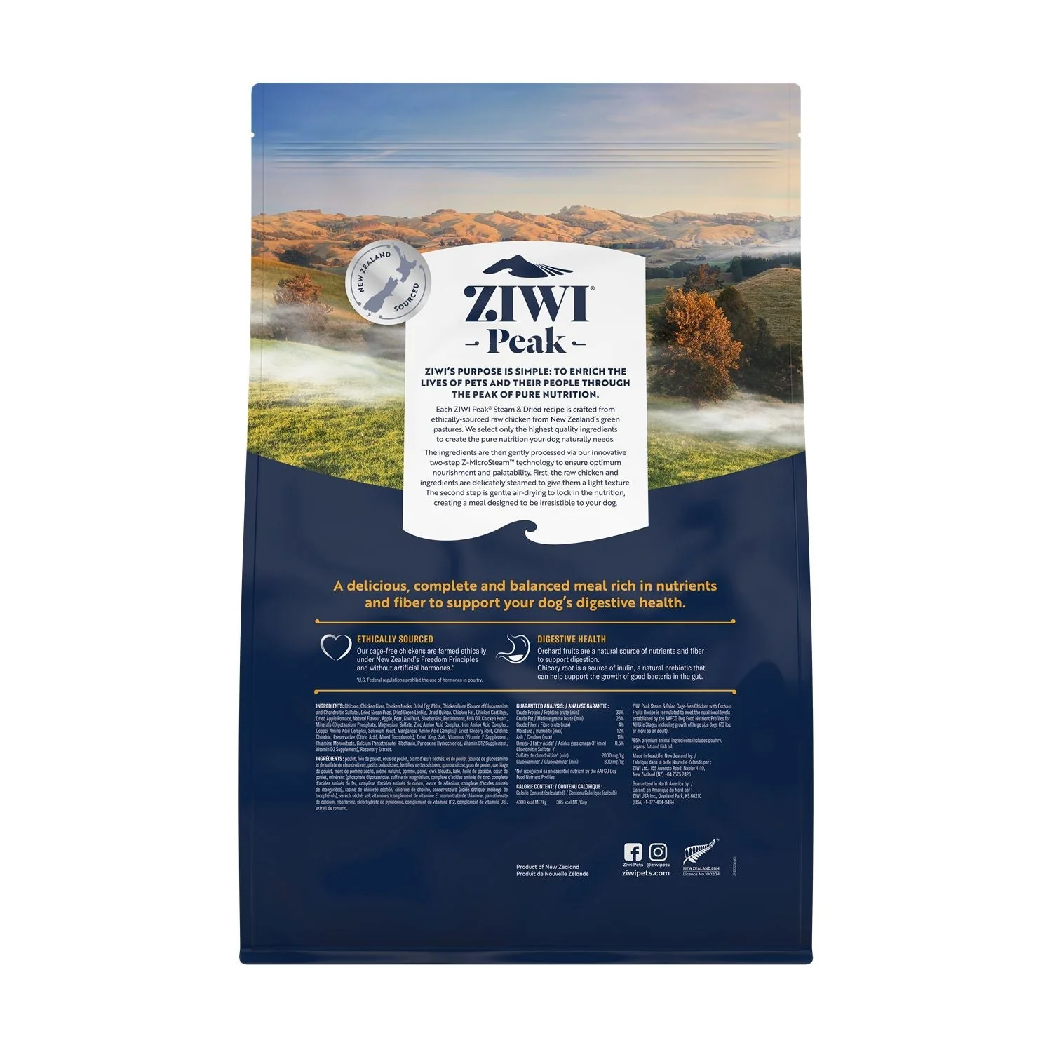 ZIWI Peak Steam and Dried Cage Free Chicken with Orchard Fruits Dog Food 3.2kg - Image 2