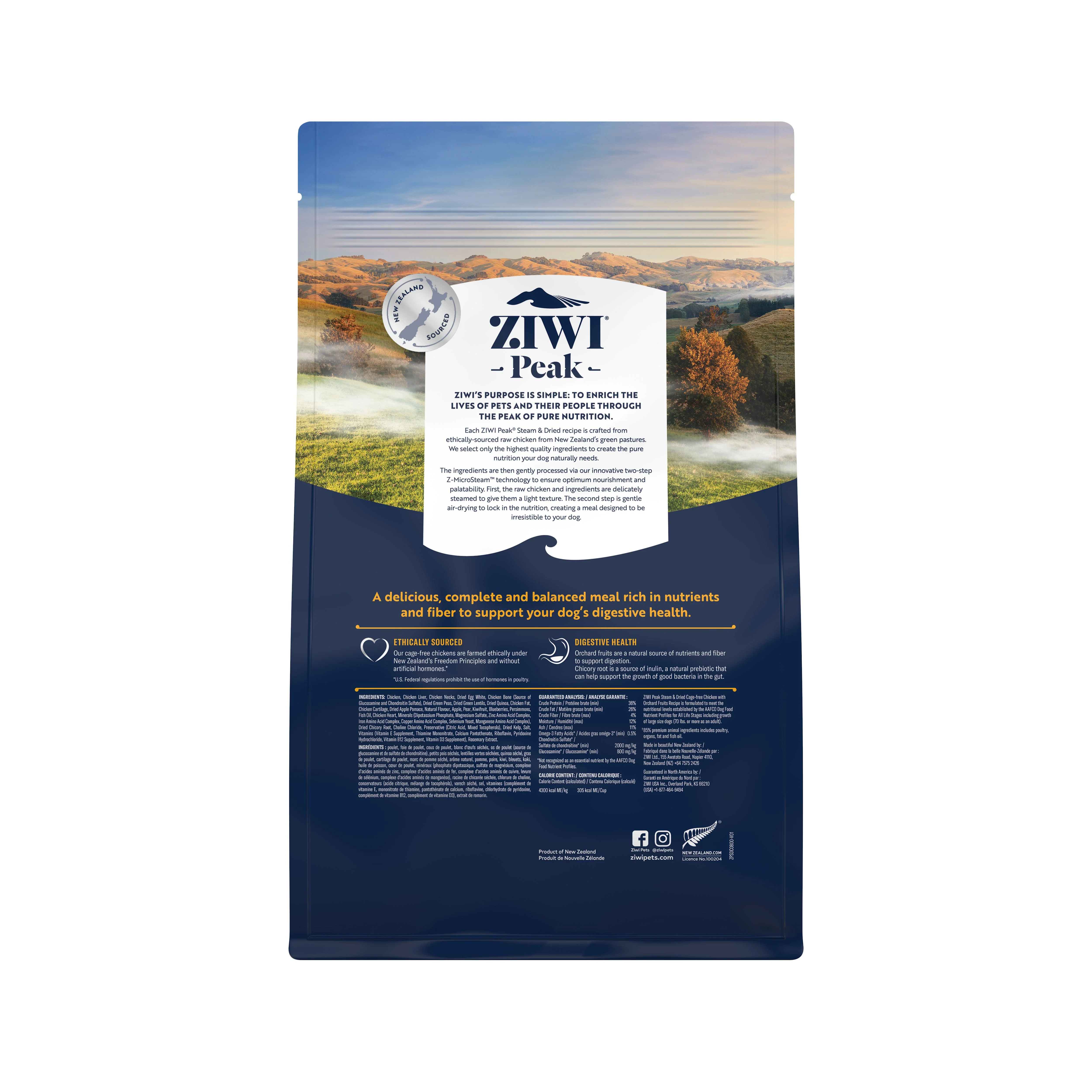 ZIWI Peak Steam and Dried Cage Free Chicken with Orchard Fruits Dog Food 800g - Image 2