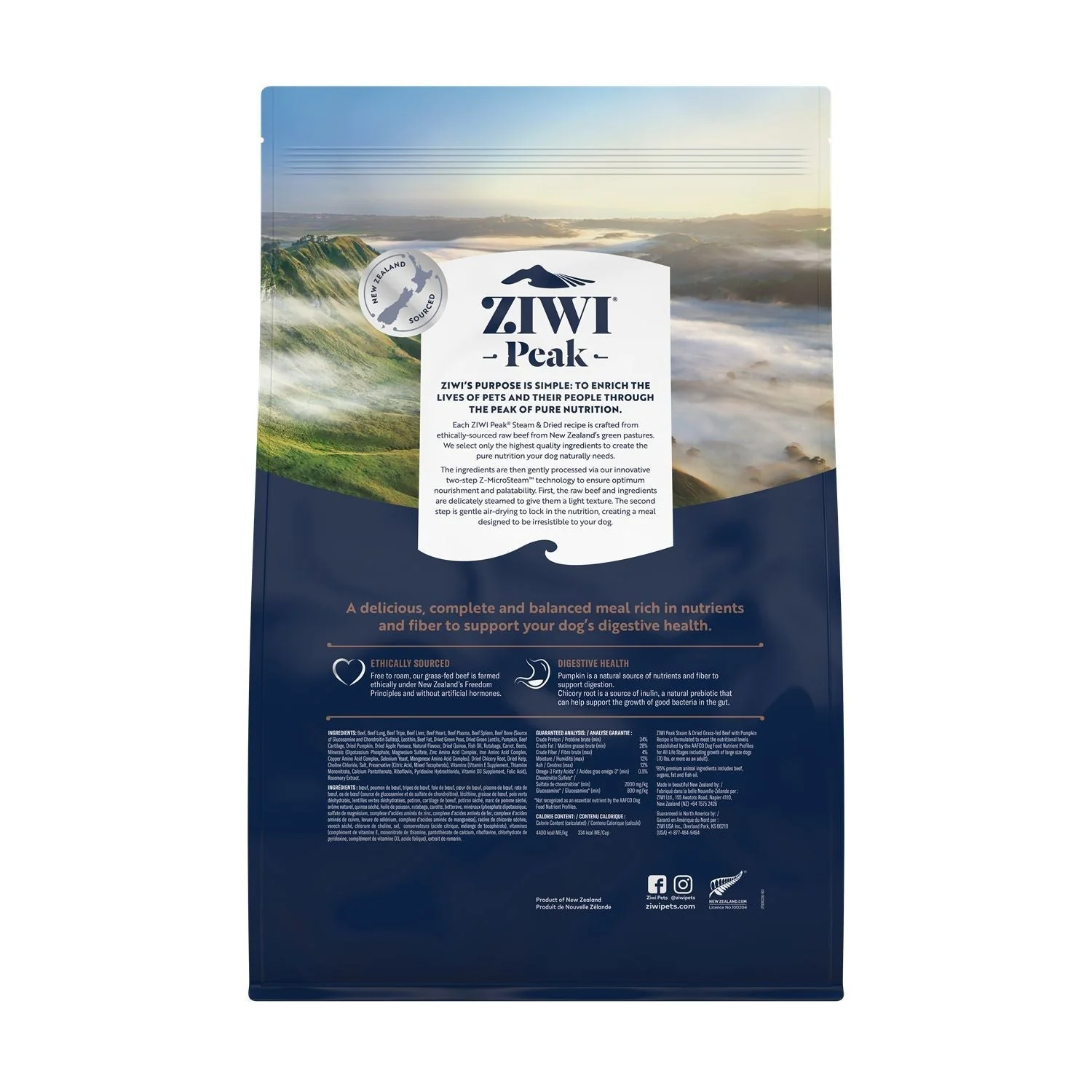 ZIWI Peak Steam and Dried Grass Fed Beef with Pumpkin Dog Food 3.2kg - Image 2