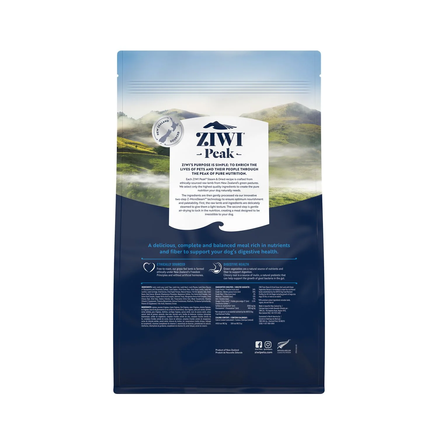 ZIWI Peak Steam and Dried Lamb with Green Vegetables Dog Food 1.5kg - Image 2