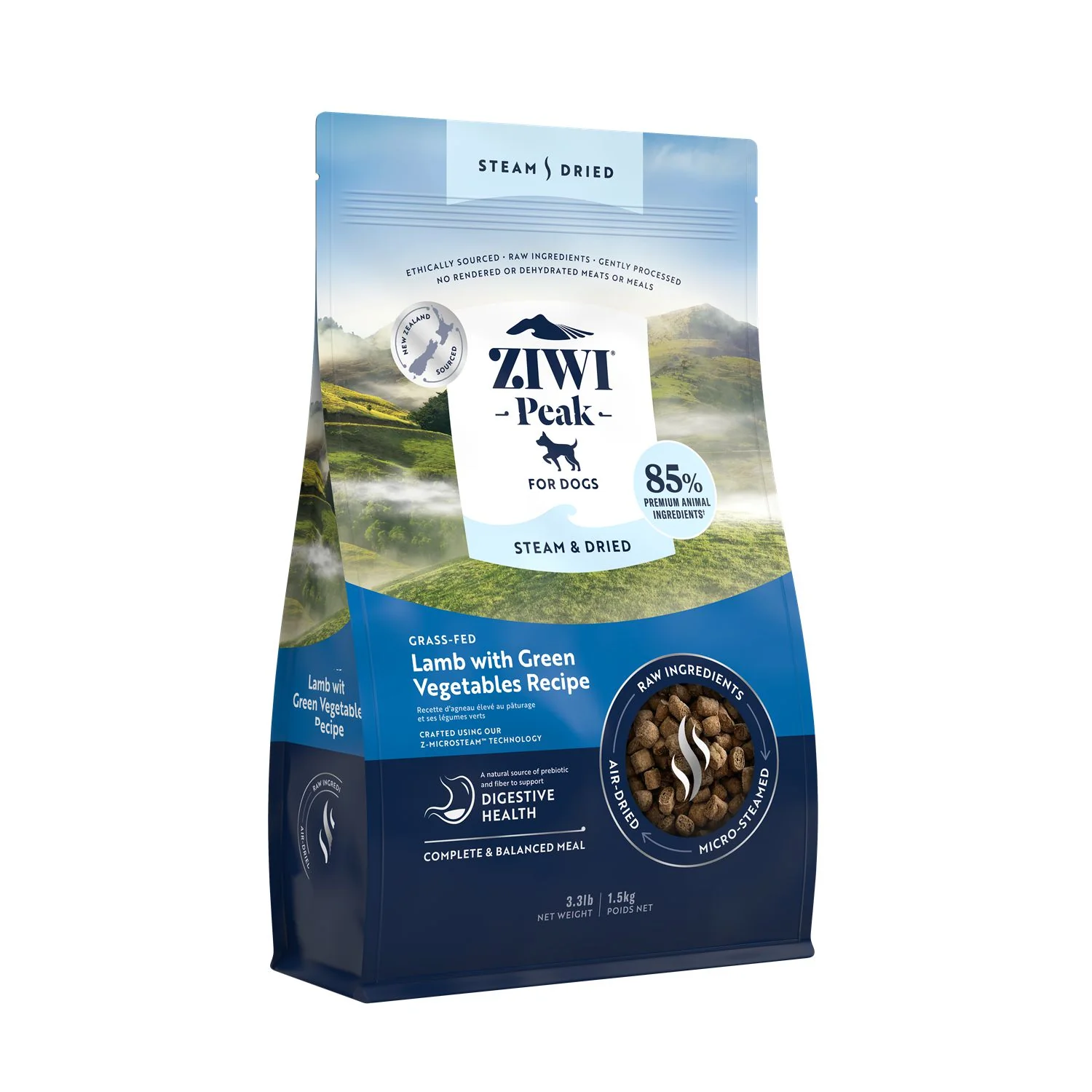 ZIWI Peak Steam and Dried Lamb with Green Vegetables Dog Food 1.5kg - Image 6