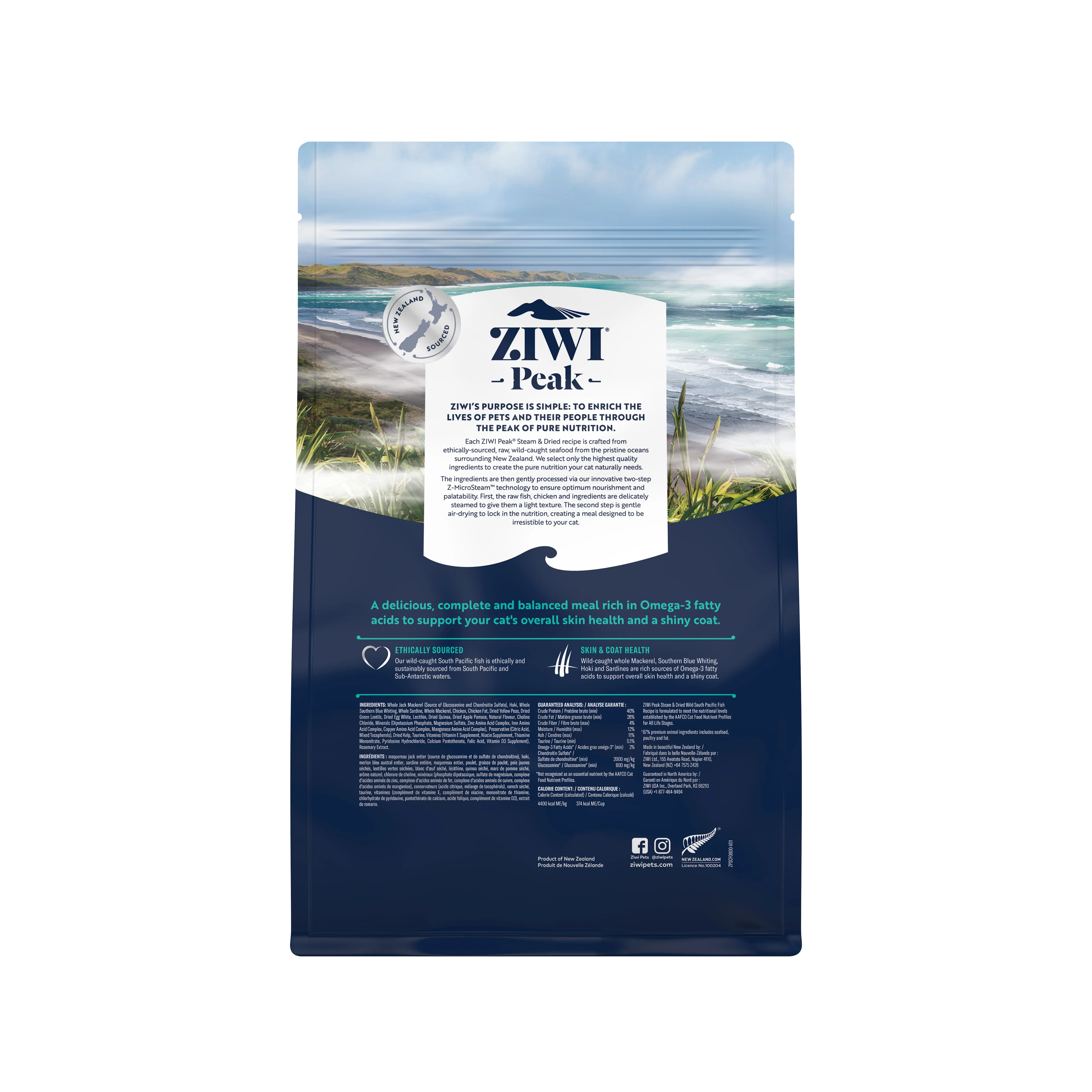 ZIWI Peak Steam and Dried Wild South Pacific Fish Cat Food 800g - Image 2