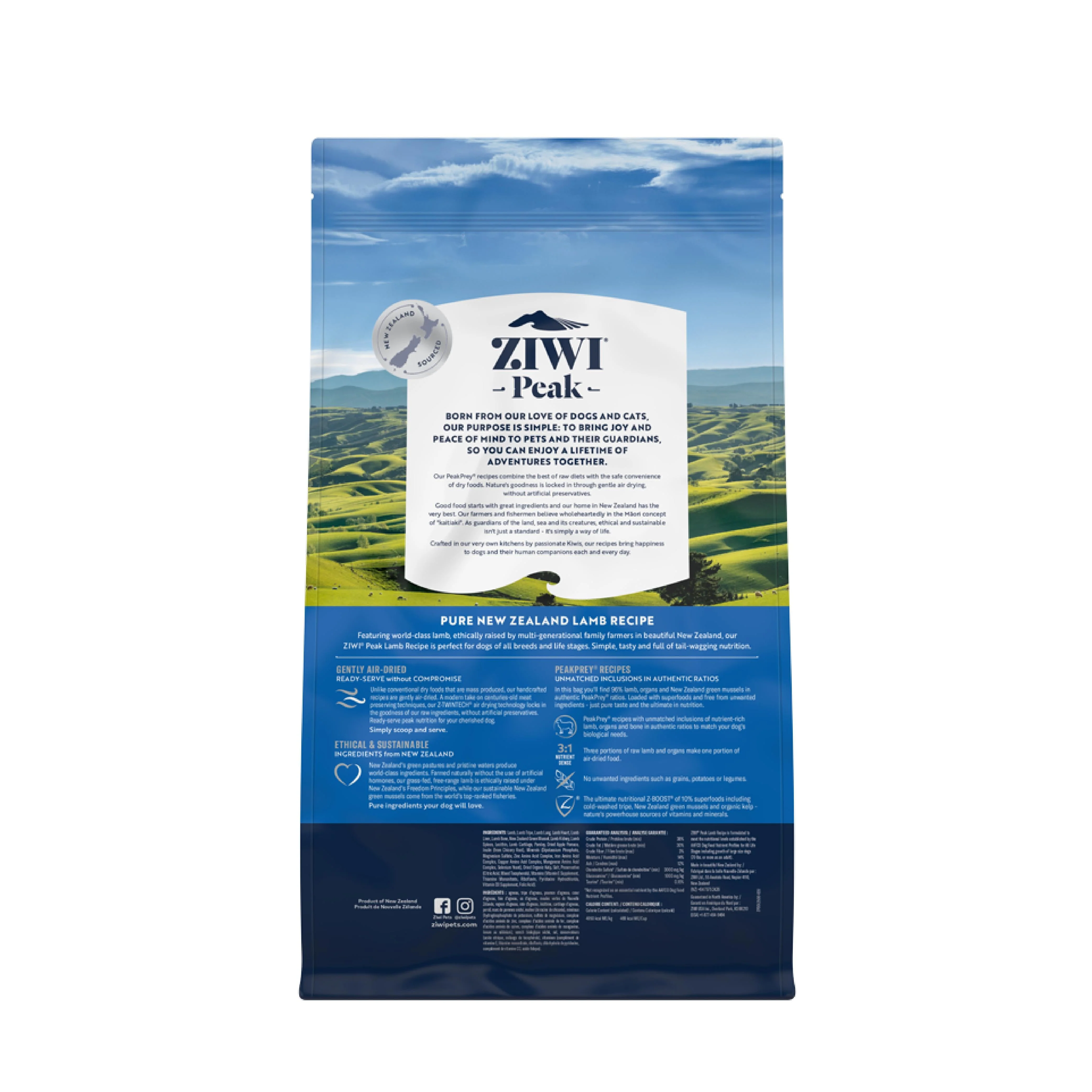 ZIWI Peak Air Dried Lamb Recipe Dog Food 2.5kg - Image 2