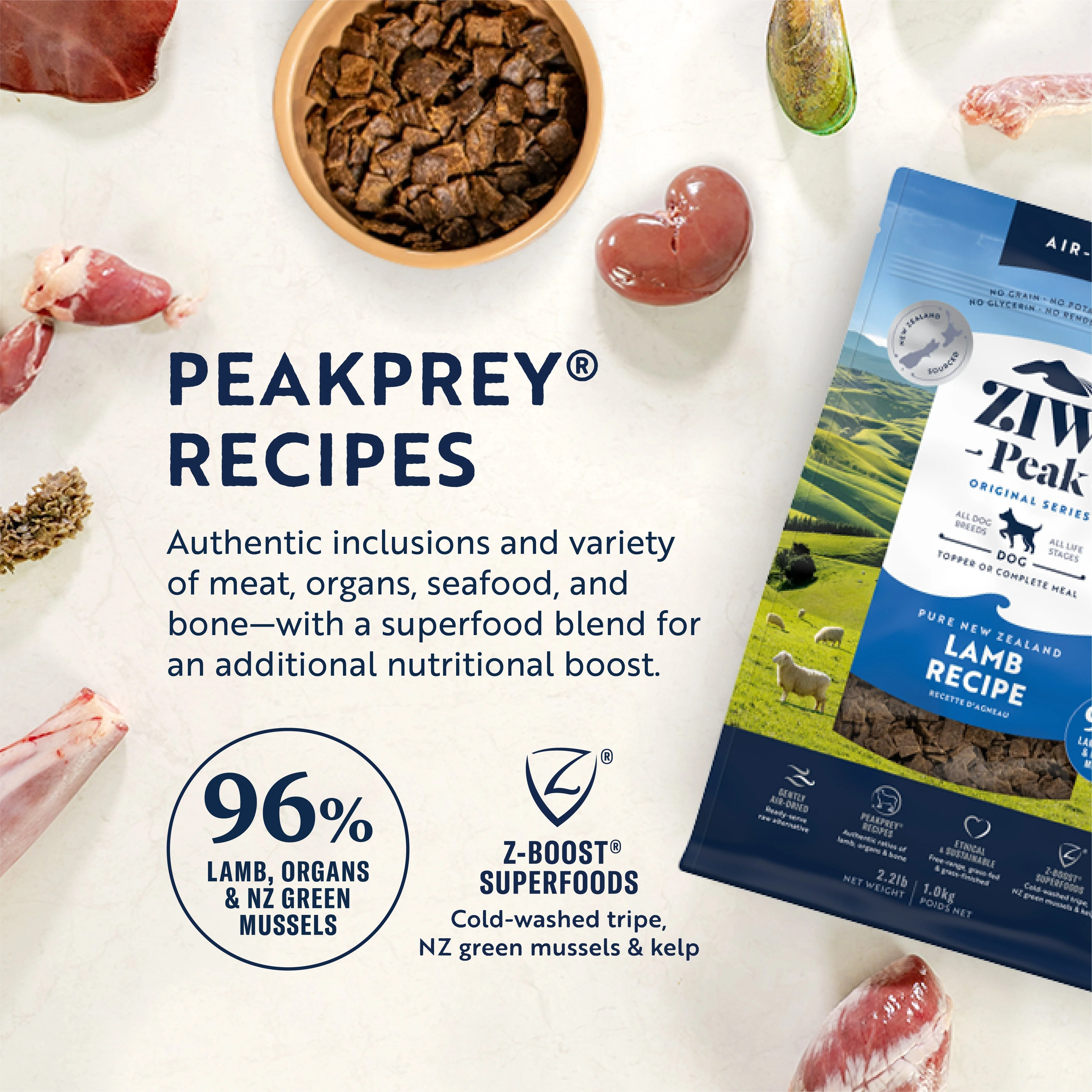 ZIWI Peak Air Dried Lamb Recipe Dog Food 2.5kg - Image 5
