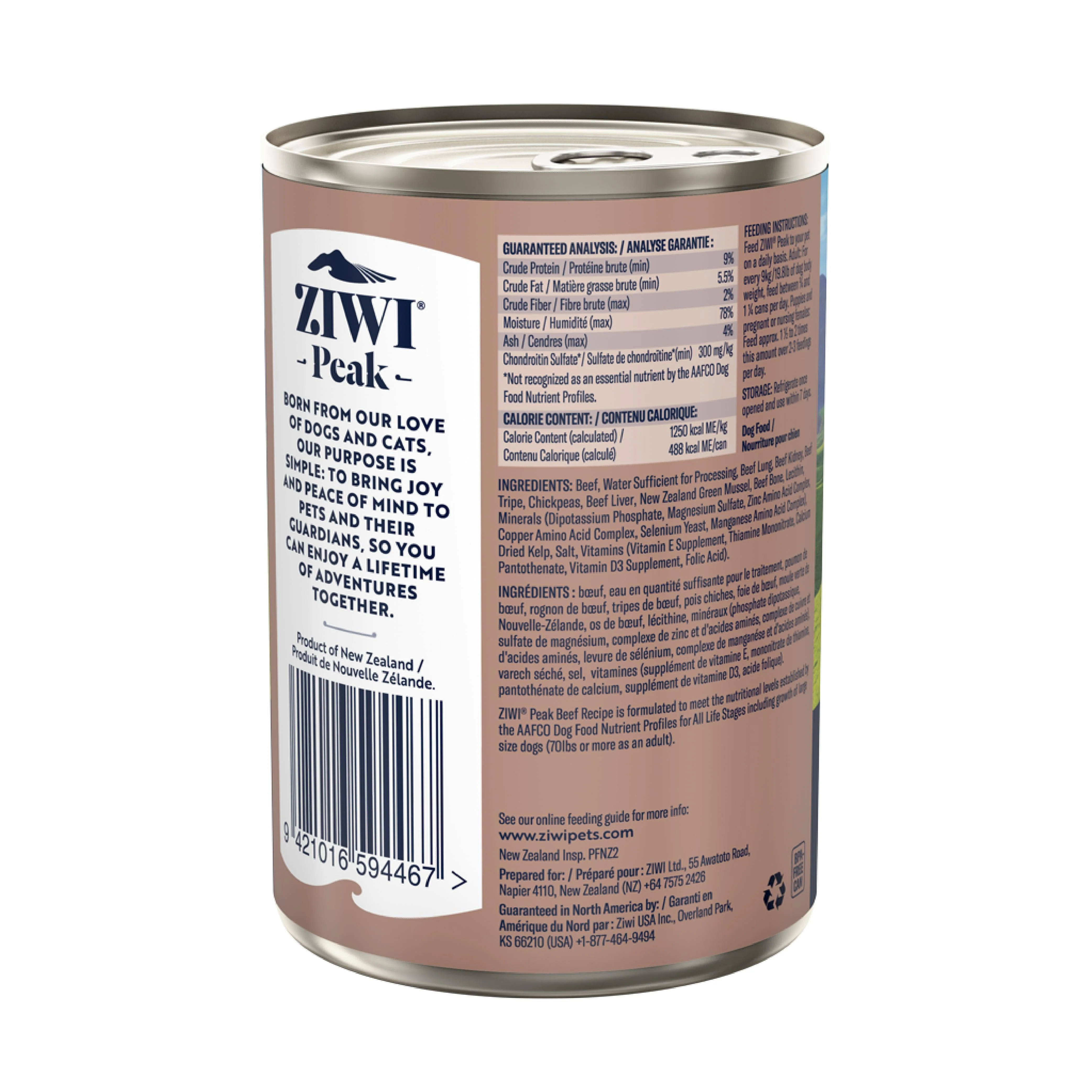 ZIWI Peak Wet Beef Recipe Dog Food 390g - Image 2